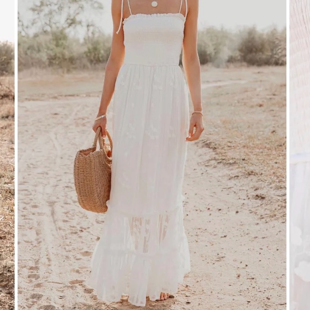 Vici White embroidered maxi